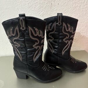 Link Black Embroidered Heeled Boots